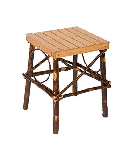 Peaceful Classics Rustic Hickory End Table | Square Wood End Tables Amish Furniture for Living Room Home Decor