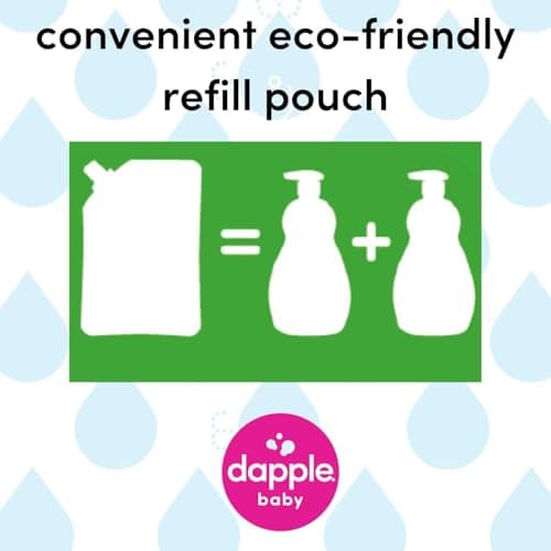2 Pack Dapple - Eco-Smart Refill Pack: Fragrance Free Non Perfume Baby Bottle & Dish Liquid 34 oz