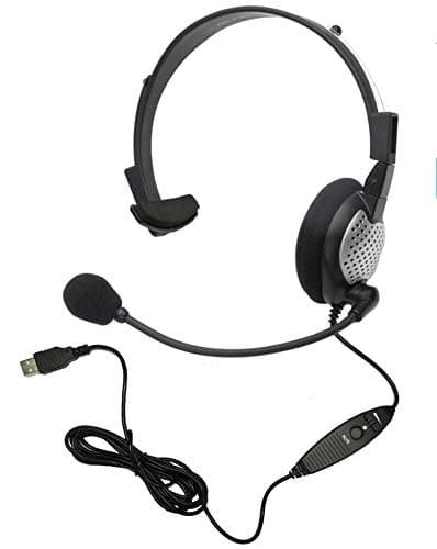 Voice Recognition USB Headset with Noise Cancelling Boom Microphone for Dragon NaturallySpeaking 15, Dragon 15 Home, Premium, Professional (Single-Sided Headset)