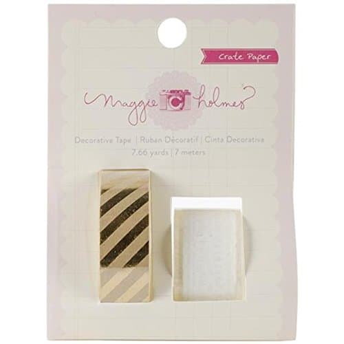 Crate Paper Maggie Holmes Style Board Decorative Tape Lace and Gold Foil on Kraft, 7.66-Yard