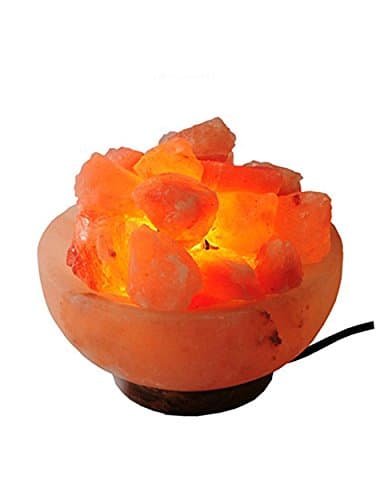 AMOYSTONE Himalayan Salt Lamp Bowl with Small Rock Crystals 6" Included Dimmer Cord 25W Bulbs