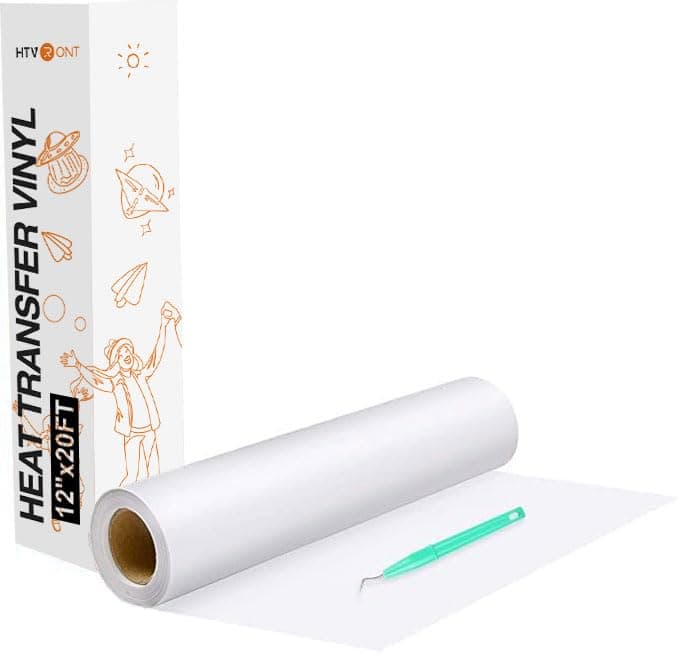 Heat Transfer Vinyl White HTV Rolls - 12" x 20ft White Iron on Vinyl for All Cutter Machine, White HTV Vinyl for Shirts - Easy to Cut & Weed for Heat Vinyl Design