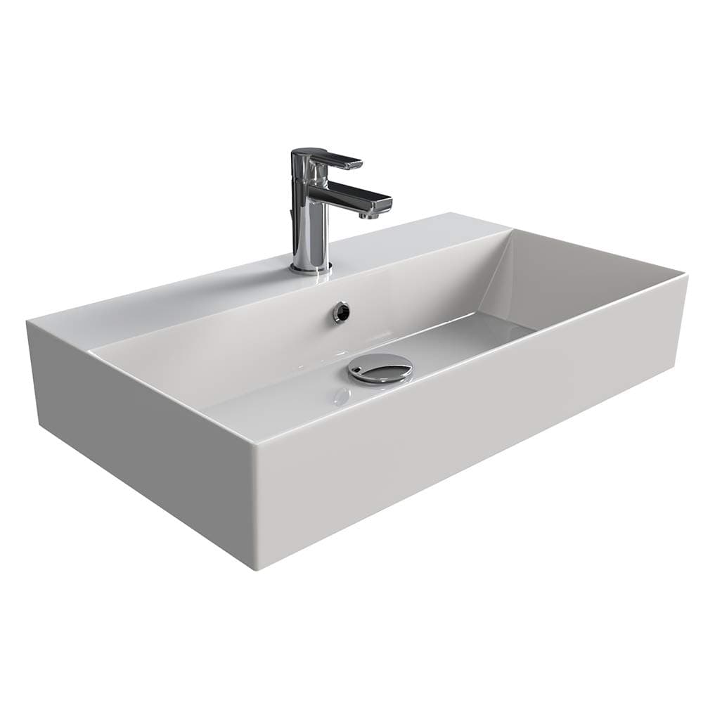 Aqua Bagno KS. 70 Design Wash Basin/Counter Top Basin 70x42 cm Ceramic White Wash Bowl