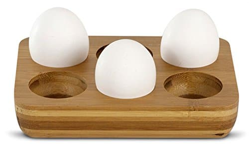 Rustic Earth Wooden Egg Crate - Solid Bamboo Tray Holder (6 Eggs)