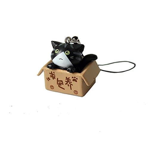 Elegance4beauty 1pc Cute Lovely Cartoon Cat In The Box Cell Phone Charm at Random