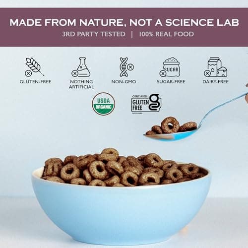 Lovebird Gluten Free Cereal Cacao 3 Pack - Organic Grain Free Cereals Paleo AIP Dairy Free Keto Friendly No Refined Sugar Healthy Snacks for Kids, Adults