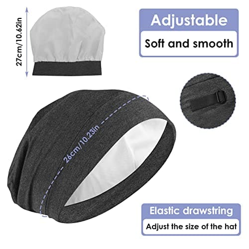Molain Satin Bonnet Sleep Cap Hair Cover Bonnet Satin Lined Slouchy Beanie Night Sleeping Hat Adjustable Stay on Silk Lined Slouchy Beanie Hat Black