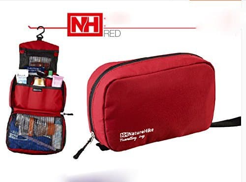 NatureHike Hanging Toiletry bag/Multifunctional Travel Toiletry Kit/Cosmetics Bag/ Shaving Bag Big Capacity, Waterproof (red)