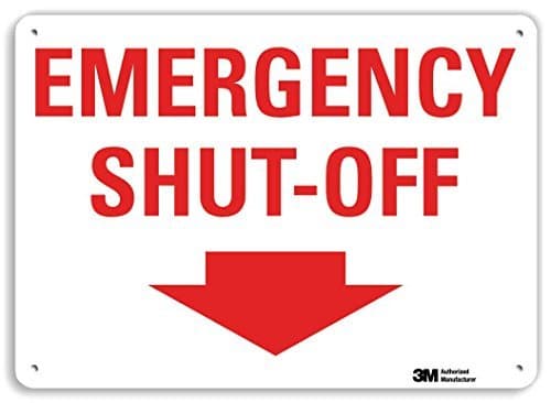 "Emergency Shut-Off" Sign with Down Arrow by SmartSign | 10" x 7" 3M Reflective Aluminum