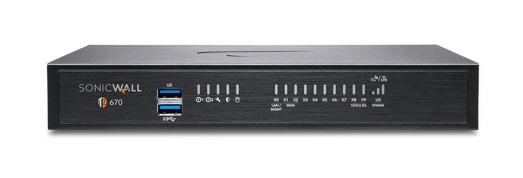 Sonicwall TZ670 with 8x5 Support (02-SSC-5858) | TZ670 Network Security Appliance with 1 Year 8x5 Support License | Next-Generation Firewall | 8X 1GbE Ports, 2X 10GbE Ports