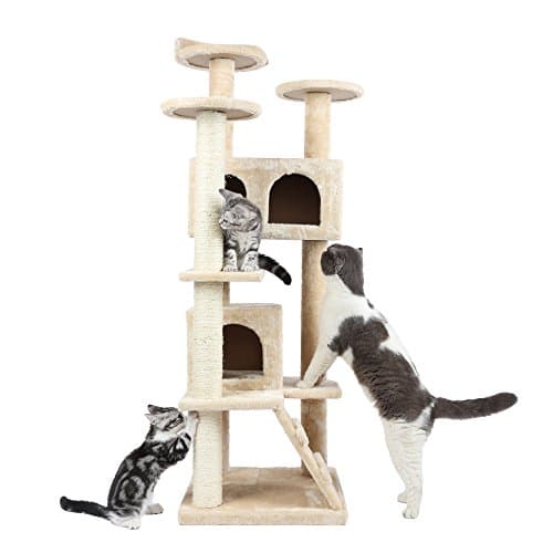 Hiding 50" Cat Tree Tower Condo Furniture Scratch Post Kitty Pet House Play Furniture Sisal Pole and Stairs (Beige)