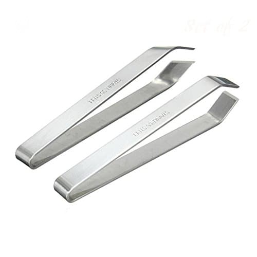 (Set of 2) Fish Bone Tweezers by Tezzorio, Stainless Steel Pin Bone Tweezers 4 3/4-Inches, Professional Fish Bone Remover
