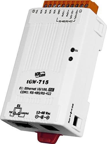 ICP DAS USA ICP-tGW-715 Tiny Modbus TCP to Modbus RTU/ASCII PoE Gateway, with 1 RS-422/RS-485 Port.