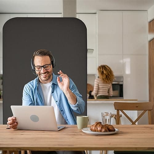 DECOLAB Standing Room Divider 29”x65” Self Freestanding Privacy Partition for Classroom, Office, Studio, Portable Webcam Backdrop, Noise Absorbing Panel (Iron)