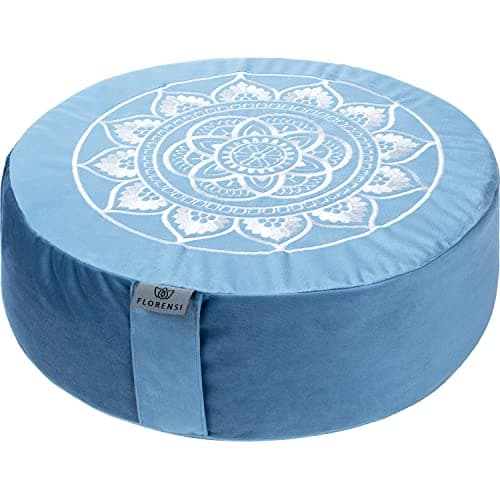 Florensi Meditation Cushion - Comfortable Floor Pillow - Traditional Tibetan Meditation Pillow & Bench with Beautiful Velvet Cover - Large Floor Cushion Seating for Adults - Yoga Buckwheat Bolster