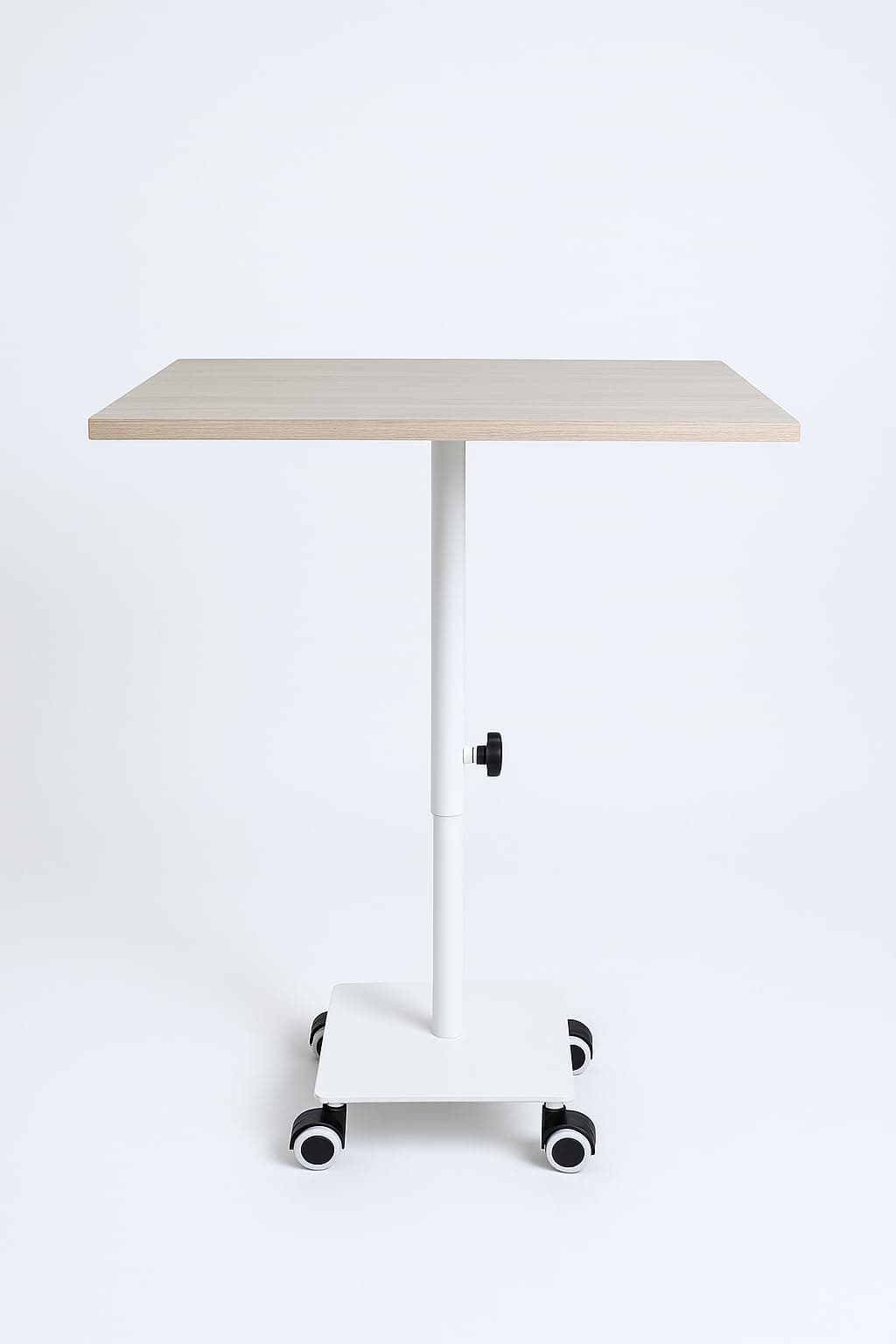 Height Adjustable Standing Table | 34" to 50" Height | Mobile Laptop Desk with Wheels | Ergonomic Workstation for Office, Home & Presentations | 24"x18" Wooden Top