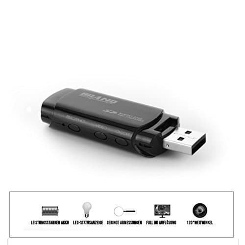 Eyecam Full HD Mini Camera Shaped USB Stick with integrated camera 1920 * 1080P Spy Cam Camcorder with Motion Detection and Night Vision LEDs (349)