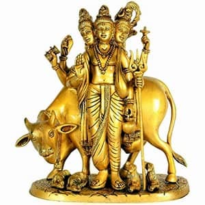 HC- Antique Dattatreya Bhagwan Idol/ Guru Dattatreya Astadhatu Mix Brass Idol for Home Temple (22 cm)
