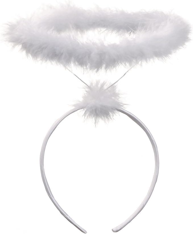 - White Angel Halo Headband - Feathered Angel Halo - Halloween Headband - Angel Costume Accessories - Angel Costume for Women, Men and Kids 1pcs