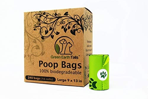 Compostable & Biodegradable Poop Bags for Dogs - Large, Leak Proof, Easy-to-Tear and Earth Friendly Pet Waste Bags - ASTM D6400 and Vincotte OK Compost Certified - 16 Rolls of 15 Bags, 240 Bags Total