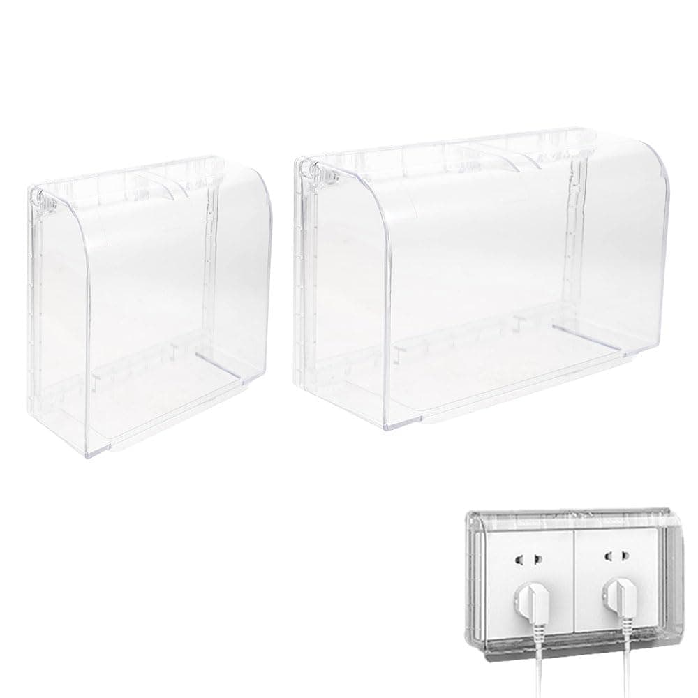 JZS Socket Cover Box, 2 Pcs Child Safety Electrical Outlet Protector, Waterproof Plug Light Switch Guard for Baby Home Security, 86-Type Double-Position Socket Cover(Clear)