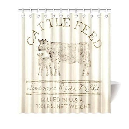 KELLYArtStore Cattle Feed Shower Curtain Custom Printed 72-72inch