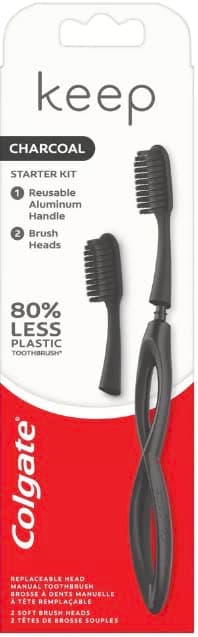 Keep Replaceable Head Toothbrush, Whitening Starter Kit Charcoal