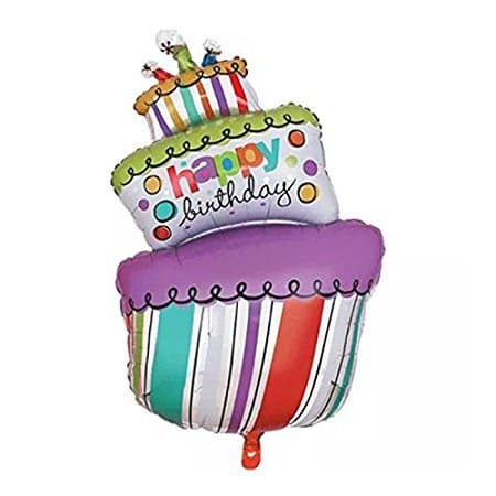 PARTYFAVOURS Only Extra Large Happy Birthday Cake Shape Foil Balloon (Pack of 1)