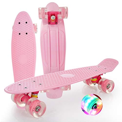 Dapang 22" Complete Skateboard with Colorful LED Light Up Wheels for Kids, Boys, Girls, Youths, Beginners,2