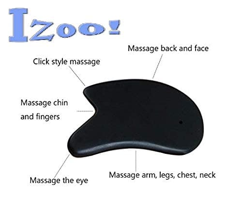 Izoo® Bian Guasha 2point Stone | Scraping Antiaging Gua Sha Massage Tool | 100% Natural Bian Jade Stone with smooth edge | Perfect Tool to Reduce Neck, Back and Leg Pain, Stress | Best Gift for Womens