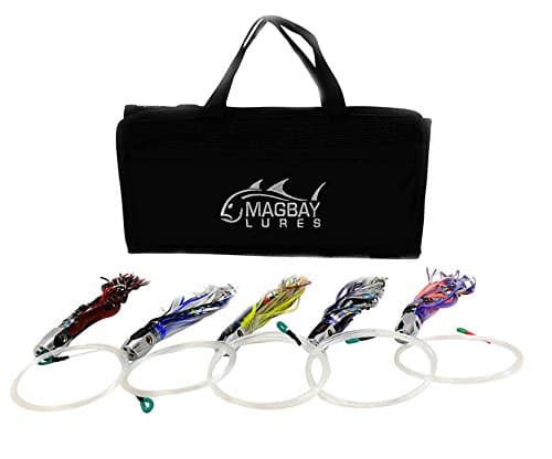 5 Pack Rigged Tuna Jet Head 9" Lures MAHI Wahoo Dorado + Lure Bag