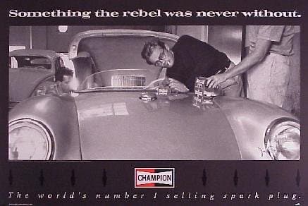 James Dean Champion Spark Plug Original Rebel was Never Without Car Poster