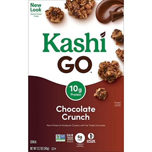 Kashi GO Cold Breakfast Cereal, Vegan Protein, Fiber Cereal, Chocolate Crunch, 12.2oz Box (1 Box)