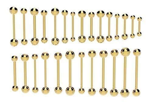 Vault 101 Limited Gold Barbell - 1.2mm (16g) x 8mm with 4mm Balls