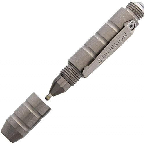 Tactical Pen for Self-Defence - Glass Breaker - Full Titanium EDC - Writing Tool with Black Refill - P01 Blasted as Gift