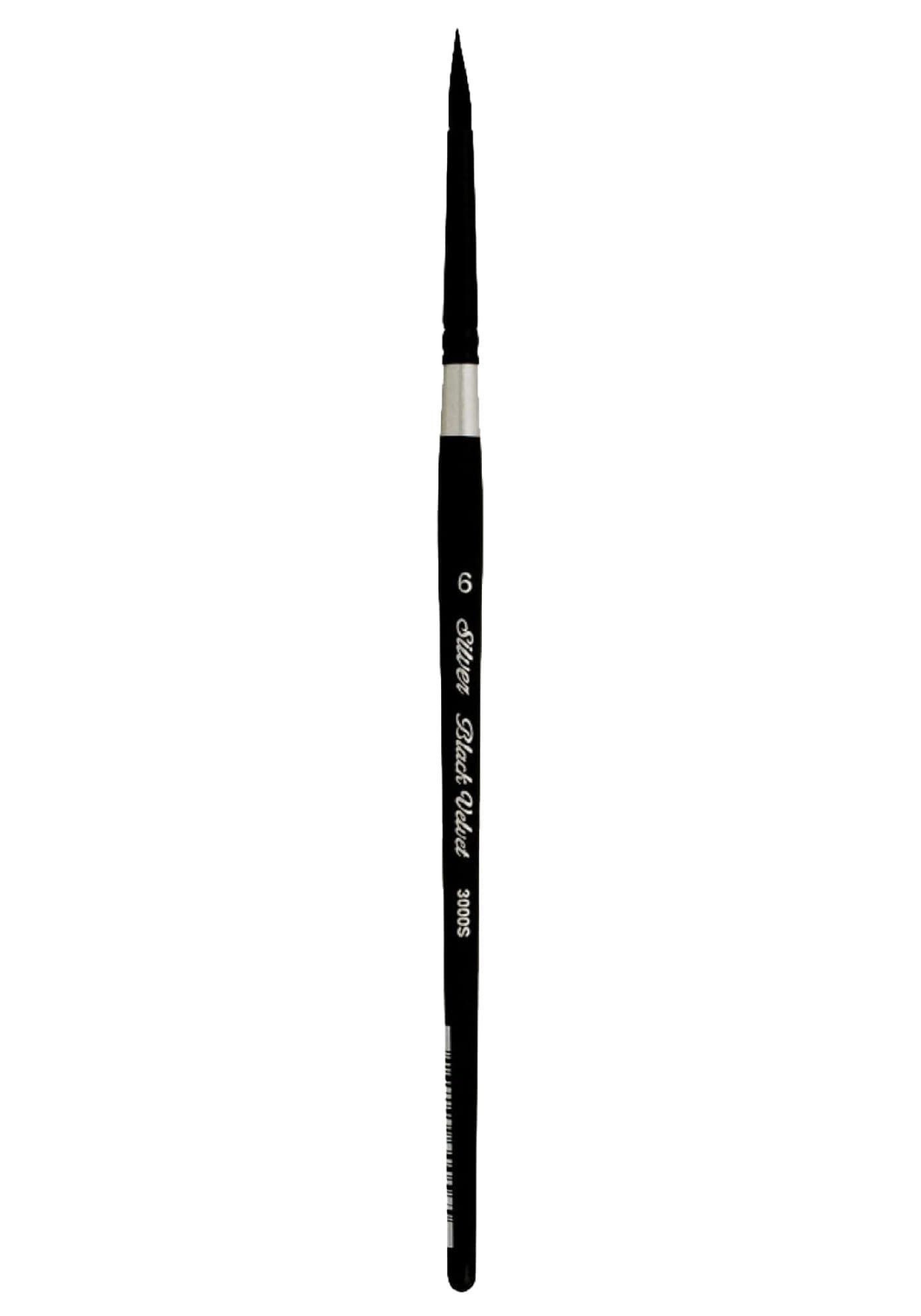 Silver Brush Limited 3000S-6 Black Velvet Professional Round Paint Brush, Natural Squirrel Hair and Synthetic Mix Blend Filament Watercolour Brush, Size 6, Short Handle