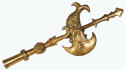 Tibetan Silver Fish Axe Phurba Khadga Flaming Sword