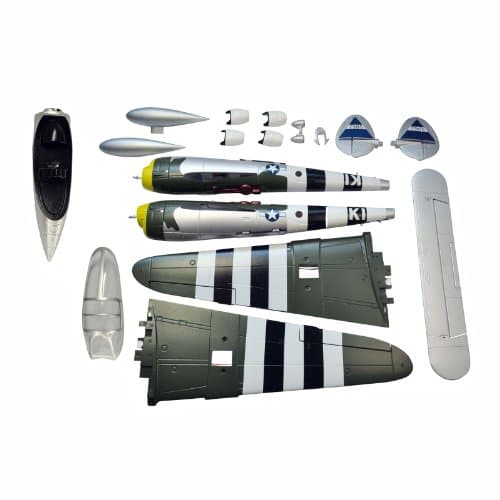 J-Power Airframe for The P-38 Lightning RC Airplane, Silver/Green
