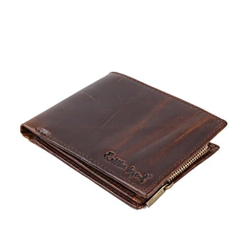 Cobbler Legend Mens Bifold Leather Wallet Zip Change Purse Card Holder
