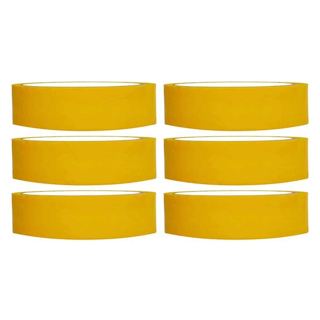 VCR Yellow Color Tape - 50 Meters in Length - 24mm / 1" Width - 06 Rolls Per Pack - BOPP Self Adhesive Tape for Arts and Craft use, Box Packing, Office and Home use