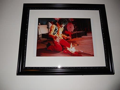 Cleveland Vinyl Large Framed Jimi Hendrix Guitar on Fire Monterey Pop Festival Poster Rare 24" by 20"
