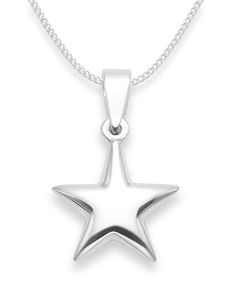 Sterling Silver Star Necklace on 16" Silver chain - SIZE: 14mm Gift Boxed Sta...
