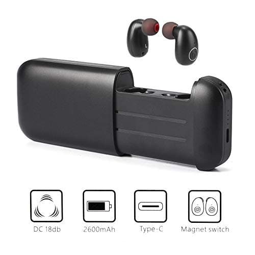iado Wireless Earbuds, Bluetooth 5.0 Earphones with Mic Noise Cancelling for Driving Running Office IPX5 Waterproof TWS Headset with 2600mAh Charging Case(Power Bank) for IOS Android Cell Phones