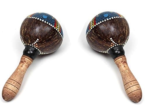 Music Designs PAIR OF MARACAS COLOURFUL COCONUT HAND MARACA SHAKERS 9 Inch