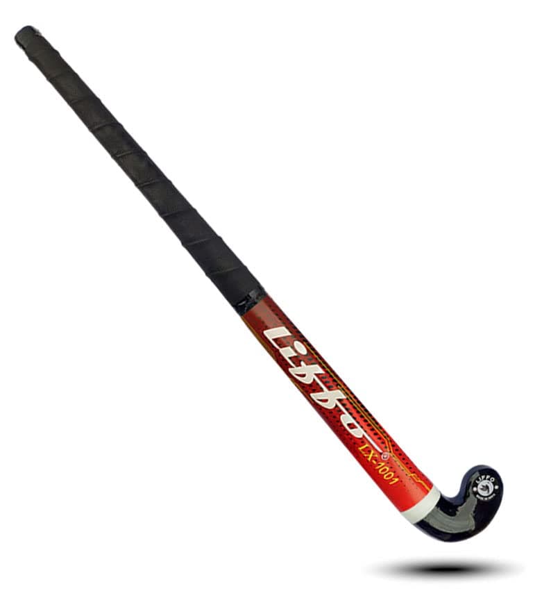 Liffo® Solid Wooden Hockey Sticks for Men and Women Practice and Beginner Level (Red-Hockey)