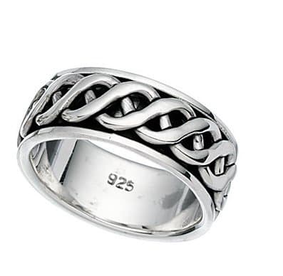 MENS SPINNER PATTERNED SILVER RING HALLMARKED 925 SILVER RING Sizes L up to Z2 you choose