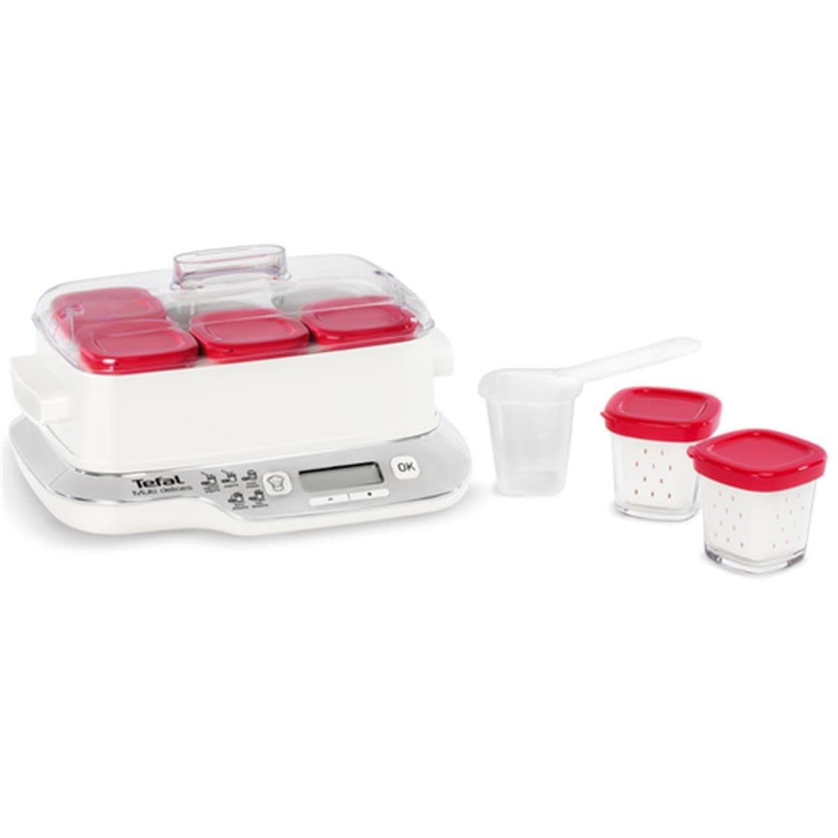 YG660132 Multidelices Express Yoghurt Maker, Steel, Red, White