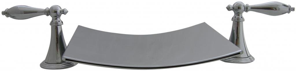 Polished Chrome Three Piece Tub Waterfall with Lever Handles - Set Includes Valves and Hose