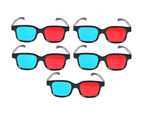 Jambar JD-05 Red & Cyan/Anaglyph 3D Glass for 3D Video/Image/Books/Magazine (5 Pcs. Pack)