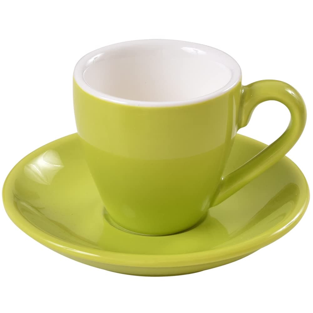 Porcelain Espresso Cup with Saucer, Espresso Shot Cup, 80ml/2.7Oz, Green